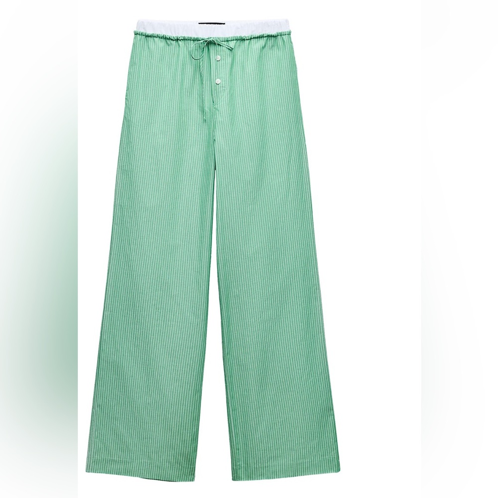 Zara Green Striped  Pants